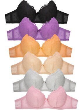 $15 SALE PACK OF 6 Sofra or Mamia Allover Lace Triple Hook Bra (BR4523L)